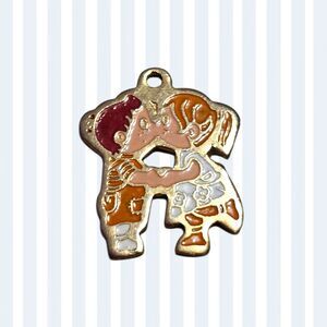 Vintage Enamel Kissing Kids Charm